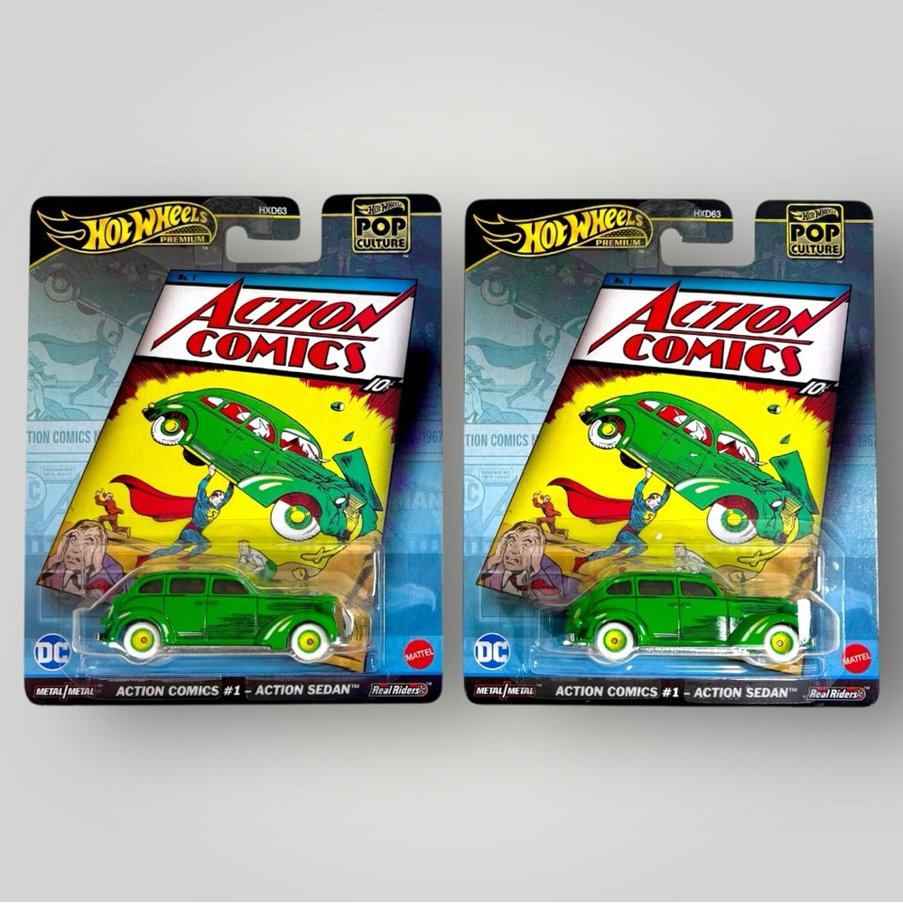 Hot Wheels Retro Action Comics #1 Action Sedan Superman POP Culture 2024 Lot x2